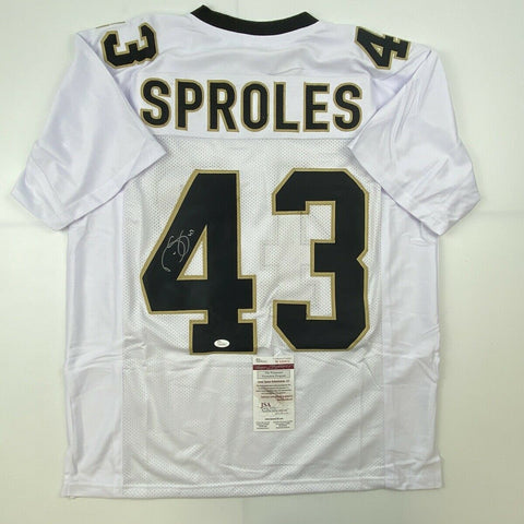 Autographed/Signed DARREN SPROLES New Orleans White Football Jersey JSA COA