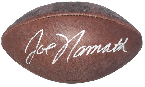 JOE NAMATH AUTOGRAPHED NEW YORK JETS THROWBACK WILSON NFL DUKE FOOTBALL JSA