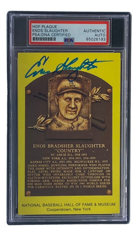 Enos Slaughter Signed 4x6 St Louis Cardinals HOF Plaque Card PSA/DNA 85026193