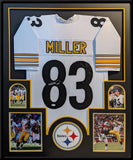 FRAMED HEATH MILLER AUTOGRAPHED SIGNED PITTSBURGH STEELERS JERSEY JSA COA