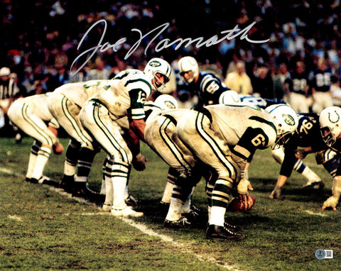 JOE NAMATH AUTOGRAPHED 16X20 PHOTO NEW YORK JETS BECKETT BAS WITNESS 235427