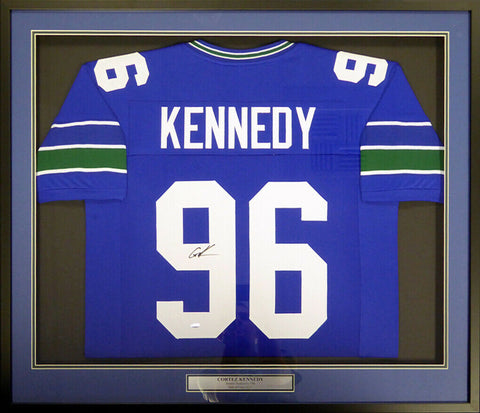 SEAHAWKS CORTEZ KENNEDY AUTOGRAPHED SIGNED FRAMED BLUE JERSEY MCS HOLO 113527