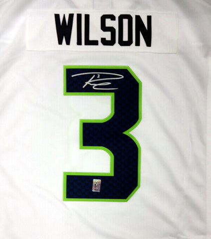 SEAHAWKS RUSSELL WILSON AUTOGRAPHED WHITE NIKE TWILL JERSEY SIZE XXL RW 71435