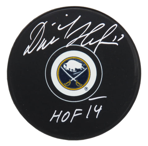 DOMINIK HASEK Signed Buffalo Sabres NHL Logo Hockey Puck w/HOF'14 - SCHWARTZ