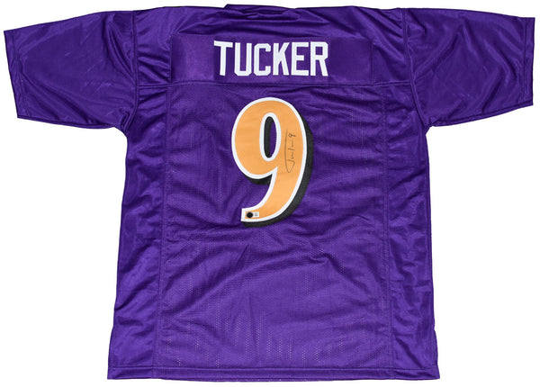 JUSTIN TUCKER SIGNED AUTOGRAPHED BALTIMORE RAVENS #9 COLOR RUSH JERSEY BECKETT