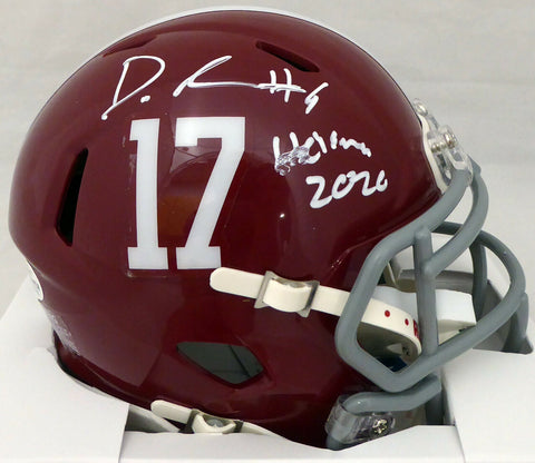 DeVonta Smith Autographed Alabama Mini Helmet "Heisman" Smudge Beckett WG74928