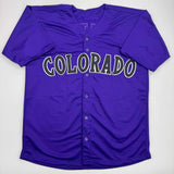 Autographed/Signed Todd Helton HOF 24 Colorado Purple Jersey Tristar COA