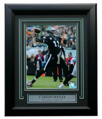 Carson Wentz Framed Philadelphia Eagles 8x10 Passing Photo