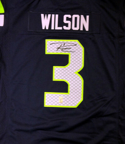 SEAHAWKS RUSSELL WILSON AUTOGRAPHED BLUE NIKE TWILL JERSEY SIZE XXL RW 71432