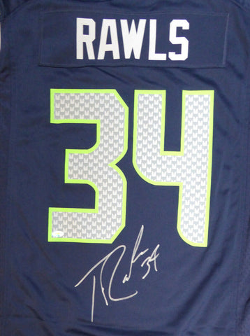 SEAHAWKS THOMAS RAWLS AUTOGRAPHED SIGNED BLUE NIKE JERSEY SIZE L MCS HOLO 105074