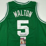 Autographed/Signed Bill Walton Boston Green Basketball Jersey JSA COA Auto