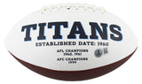 Titans Chris Johnson Signed Rawlings White Panel Logo Football BAS Witnessed