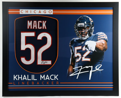 Khalil Mack Signed Chicago Bears 35x43 Framed Jersey (JSA Holo) 6xPro Bowl L.B.