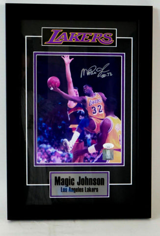 Magic Johnson Los Angeles Lakers Autographed 8"x10" Framed Photo JSA COA