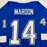 Autographed/Signed Pat Maroon Tampa Bay Blue Hockey Jersey JSA COA