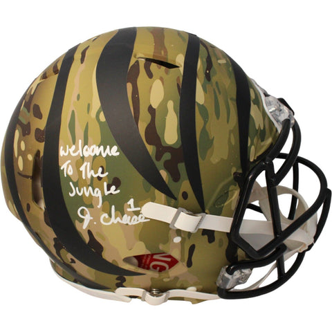 Ja'Marr Chase Signed Cincinnati Bengals Authentic Camo Helmet Insc. BAS 43963