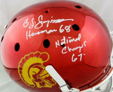 O. J. Simpson Signed USC Trojans F/S Chrome Helmet w/ 2 Insc - JSA W Auth *White