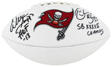 Bucs Warren Sapp & Derrick Brooks Signed White Panel Football W/ Case BAS Wit