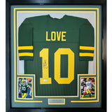 Framed Autographed/Signed Jordan Love 35x39 Green Bay CR Jersey Beckett BAS COA