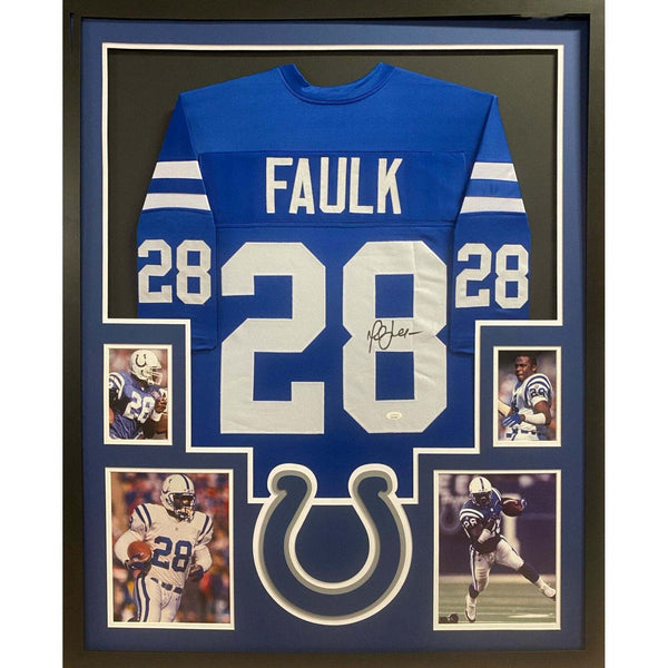 Marshall Faulk Autographed Signed Framed Indianapolis Colts Jersey JSA