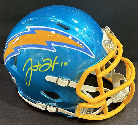 Justin Herbert Signed LA Chargers Flash Mini Helmet Autograph Fanatics BAS COA