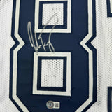 Framed Autographed/Signed Jake Ferguson 35x39 Dallas White CR Jersey Beckett COA