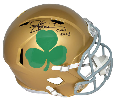 JOE THEISMANN SIGNED NOTRE DAME IRISH SHAMROCK FULL SIZE SPEED HELMET BECKETT