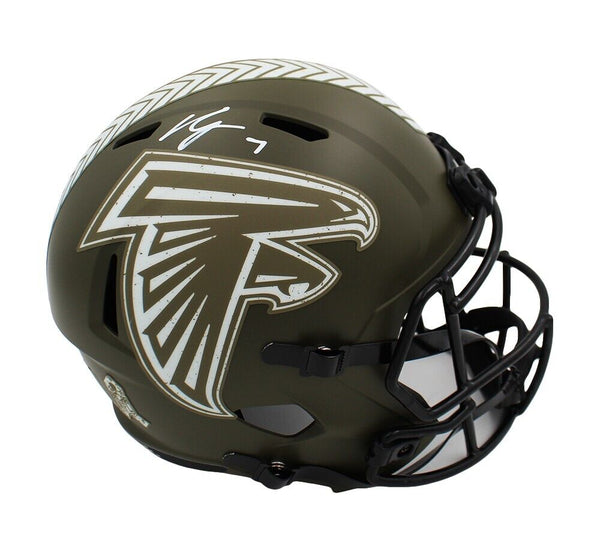 Bijan Robinson Signed Atlanta Falcons Speed Full Size Salute to Service Helmet