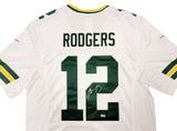 PACKERS AARON RODGERS AUTOGRAPHED WHITE NIKE TWILL JERSEY L FANATICS 209356