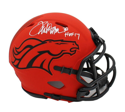 Terrell Davis Signed Denver Broncos Speed Rave NFL Mini Helmet with "HOF 17" Ins