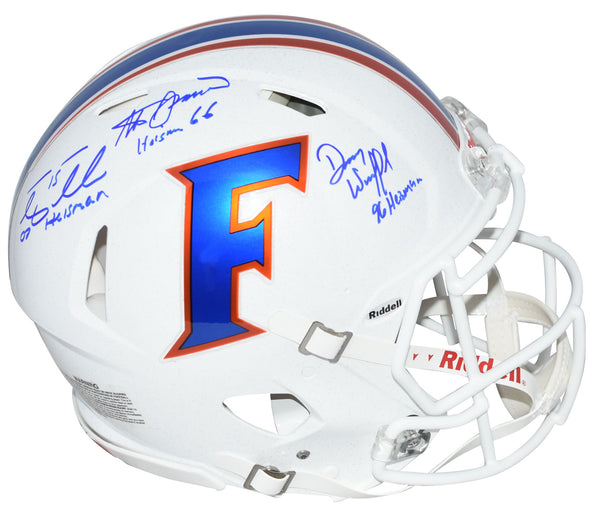 TIM TEBOW STEVE SPURRIER DANNY WUERFFEL SIGNED FLORIDA WHITE AUTHENTIC HELMET