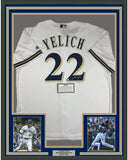 FRAMED Autographed/Signed CHRISTIAN YELICH 33x42 Brewers Jersey Steiner COA