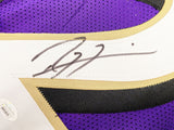 RAVENS RAY LEWIS AUTOGRAPHED SIGNED PURPLE FOOTBALL JERSEY WITH STATS JSA 228090