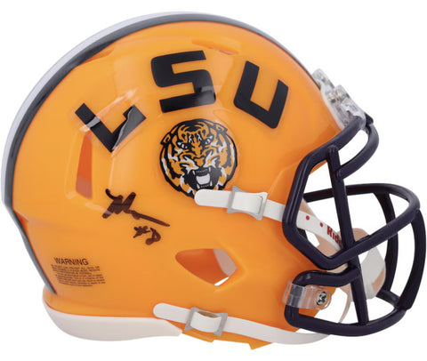 Malik Nabers Autographed LSU Tigers Yellow Mini Speed Helmet Fanatics