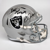 Bo Jackson & Marcus Allen Signed Los Angeles Raiders FS inscribed Rep Helmet BAS