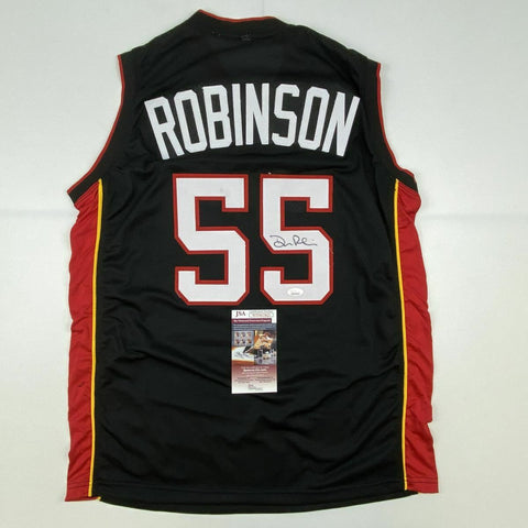 Autographed/Signed DUNCAN ROBINSON Miami Black Basketball Jersey JSA COA Auto