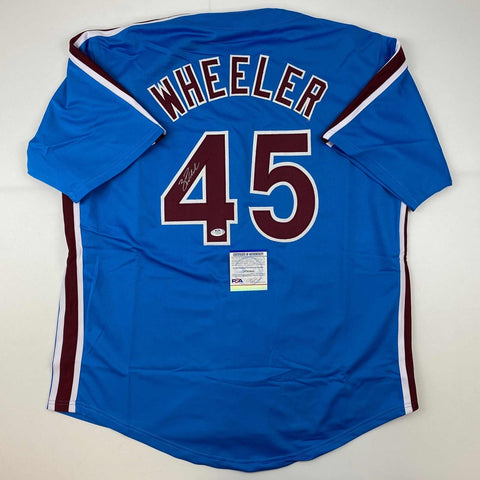 Autographed/Signed Zack Wheeler Philadelphia Blue Retro Jersey PSA/DNA COA