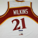 Autographed/Signed DOMINIQUE WILKINS Atlanta White Basketball Jersey PSA/DNA COA