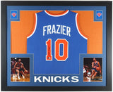 Walt Frazier Signed 35"x43" Framed New York Knicks Jersey (Beckett) 2xNBA Champ