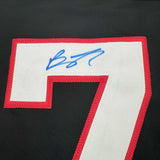 Framed Autographed/Signed Brady Tkachuk 35x39 Ottawa Black Hockey Jersey JSA COA