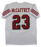 Christian McCaffrey Signed White Pro Style Jersey w/ Dropshadow BAS