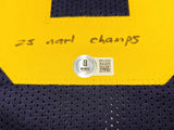 MICHIGAN MIKE SAINRISTIL AUTOGRAPHED BLUE JERSEY 23 NATL CHAMPS BECKETT 234648