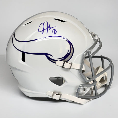 JUSTIN JEFFERSON AUTOGRAPHED SIGNED MINNESOTA VIKINGS FS WHITE REP HELMET BAS