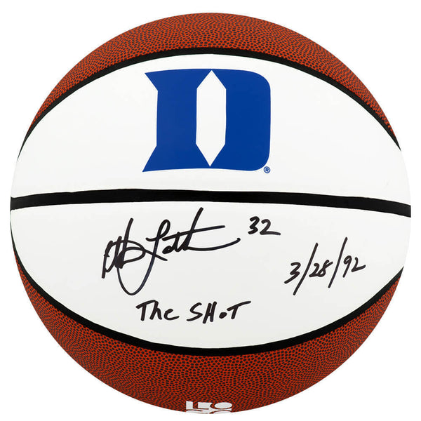 Christian Laettner Signed Duke Logo Brands White Basketball w/The Shot -(SS COA)