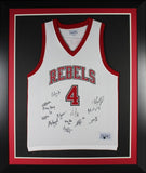 1990 UNLV Rebels Autographed National Championship Framed Jersey Beckett WHT B