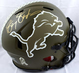 Barry Sanders Signed Lions Salute to Service Speed Authentic Helmet-BeckettWHolo