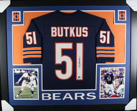 DICK BUTKUS (Bears navy SKYLINE) Signed Autographed Framed Jersey Beckett