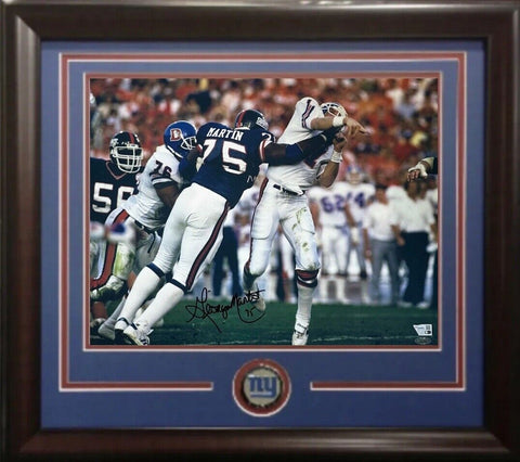 George Martin Ny Giants Signed 16x20 Photo Framed Super Bowl Sack Elway Fanatics