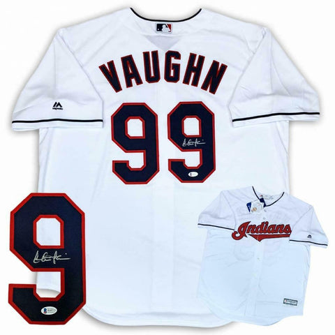 Charlie Sheen Autographed Signed Indians Majestic Jersey - Rick Vaughn - Beckett