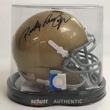 Autographed/Signed Rudy Ruettiger Notre Dame Irish Football Mini Helmet JSA COA